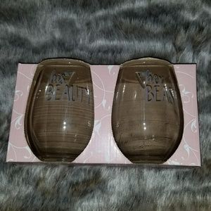 His and Her  Stemless Wine Glass Set